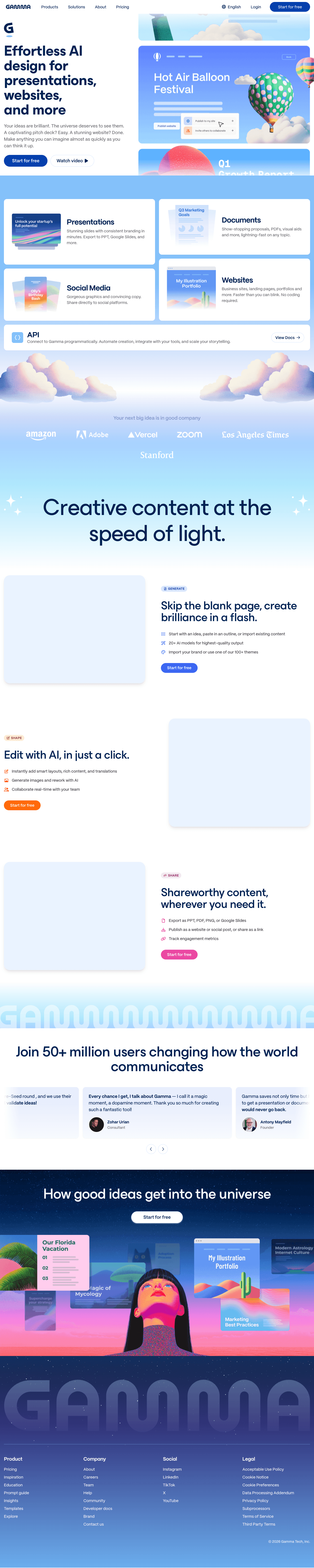 Gamma landing page