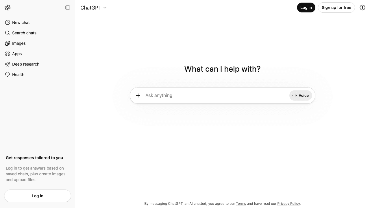 Chatgpt landing page