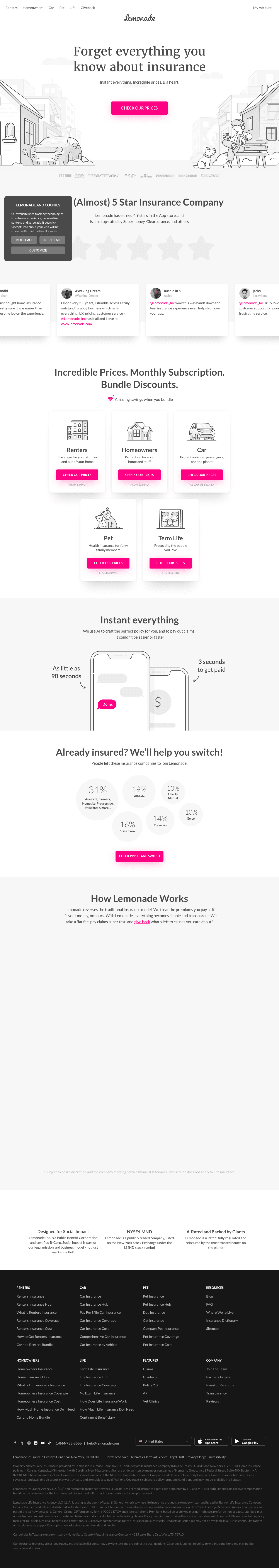 Lemonade landing page