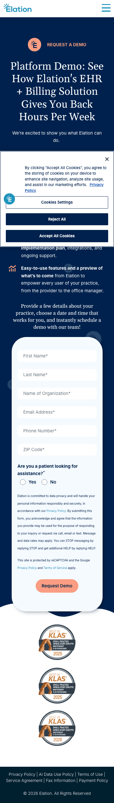 Jane App landing page