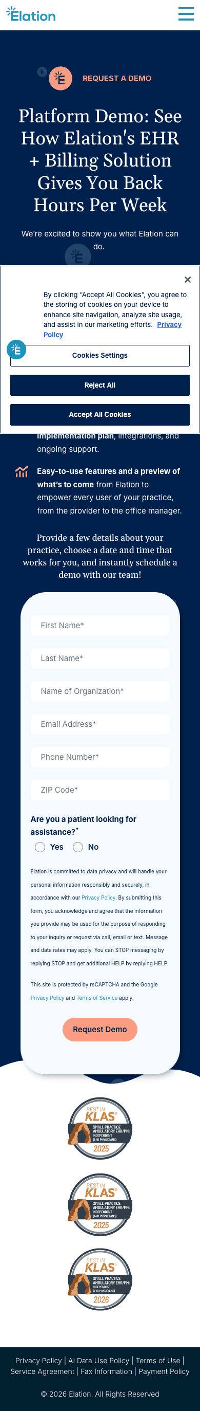 Elation Health landing page