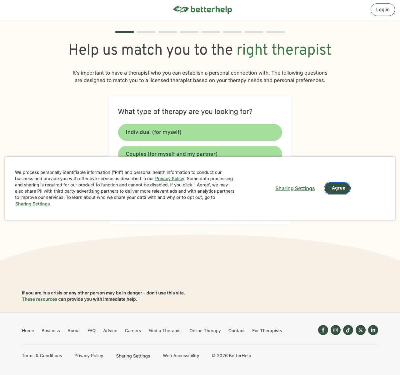 Betterhelp landing page