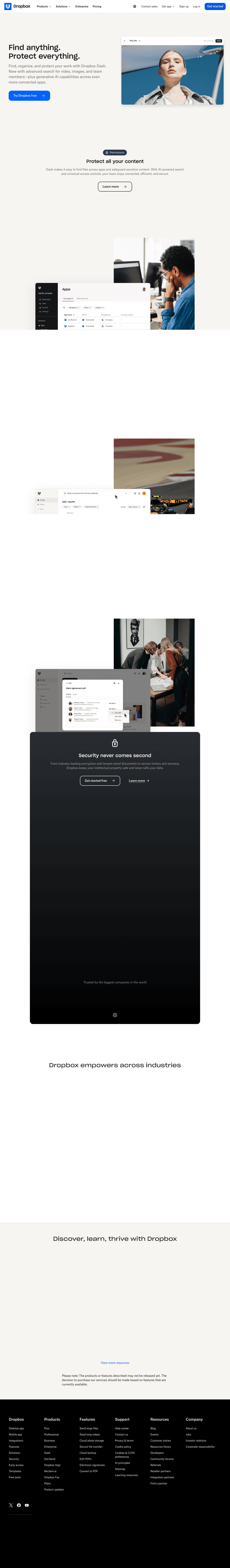 Dropbox landing page