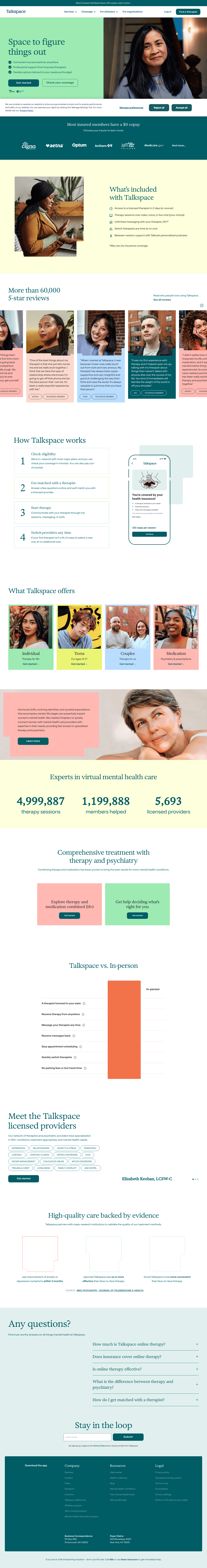 Talkspace landing page