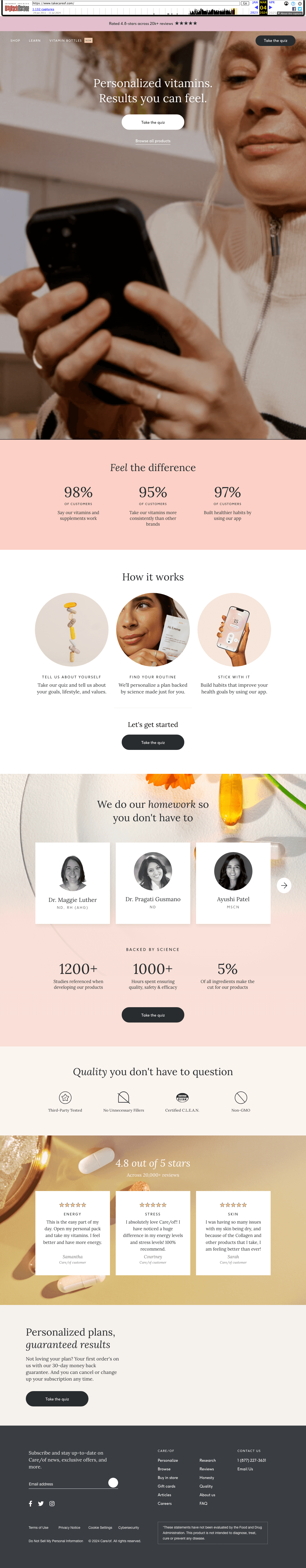 Care Of landing page