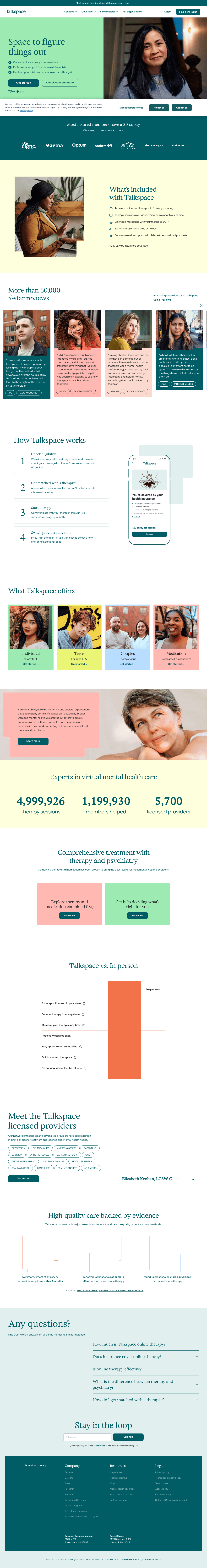 Talkspace landing page