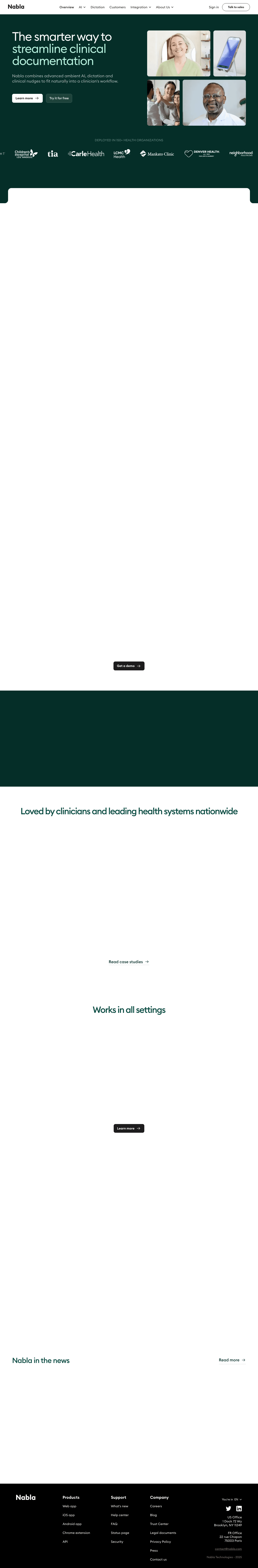 Nabla landing page
