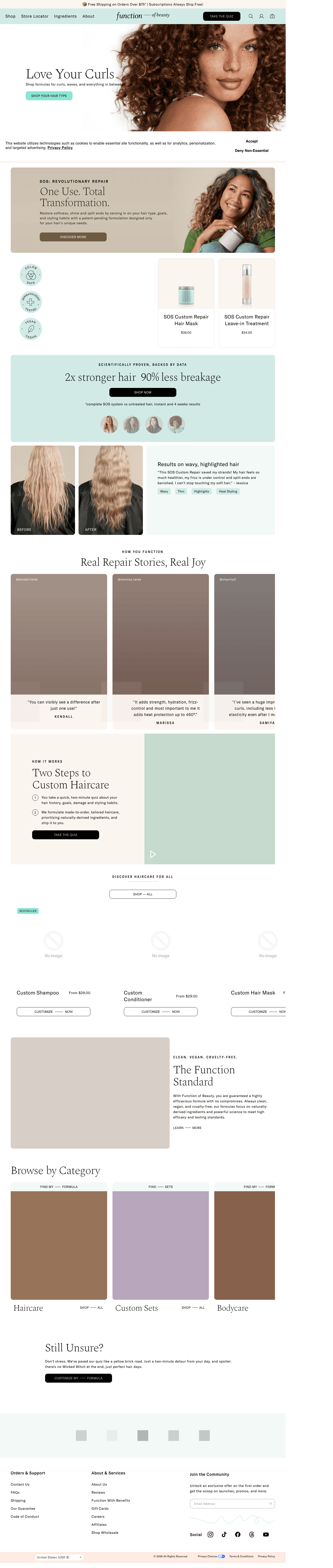 Function Of Beauty landing page