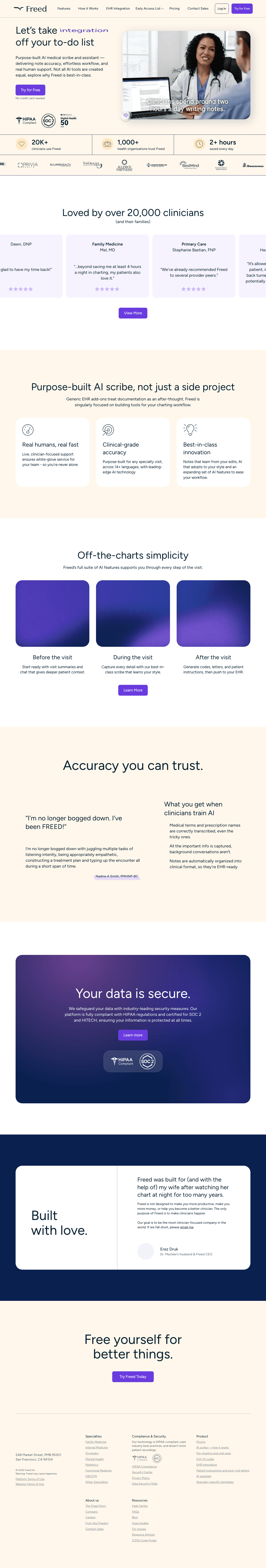 Freed landing page